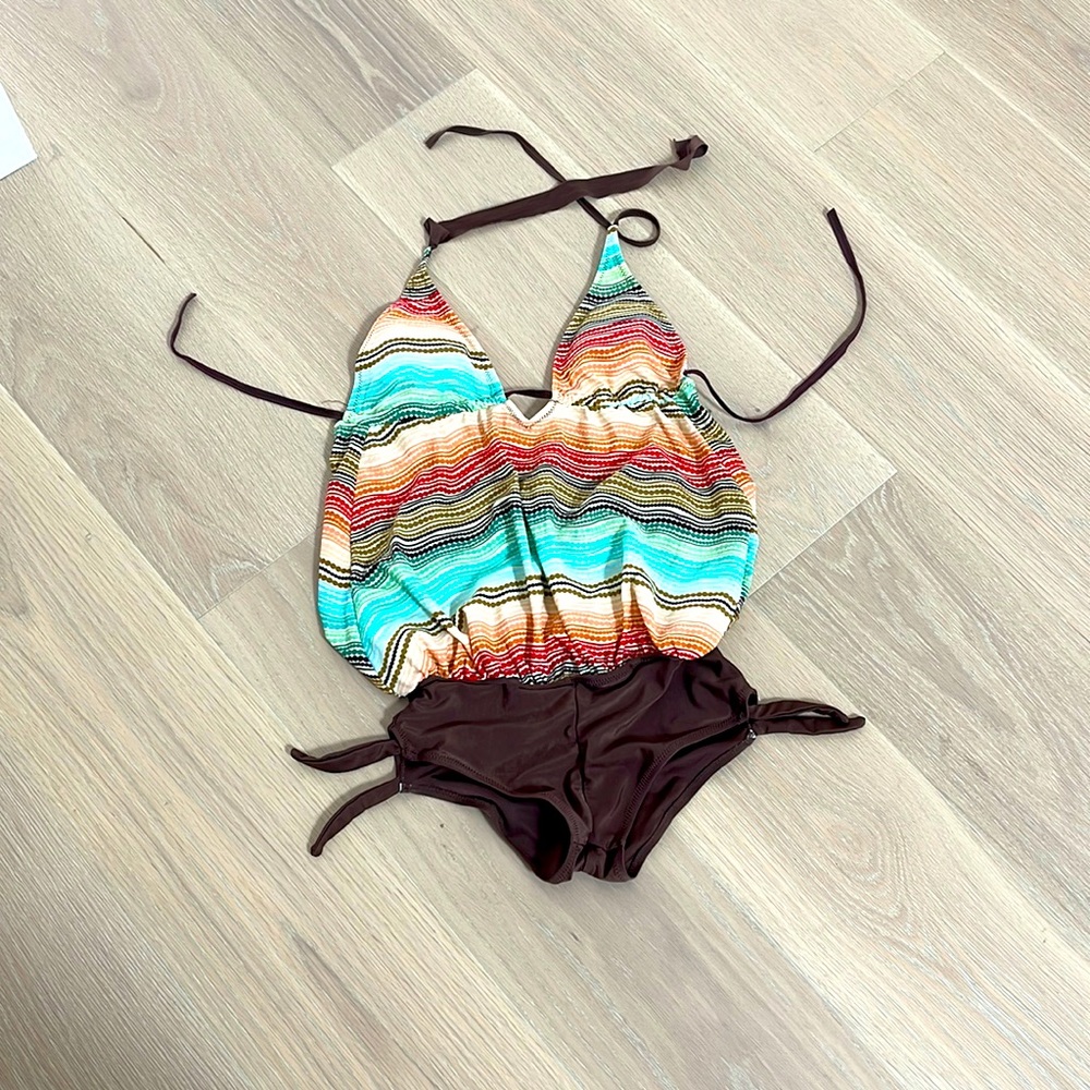 Striped Swimming suit one piece
